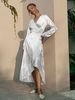 Load image into Gallery viewer, Simplee Casual leopard v-neck split maxi dress