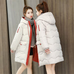 Load image into Gallery viewer, Oversized 4XL Hooded Mid-length Cotton Padded Coat Women Loose Warm Thicken Parka Fluffy Overcoat