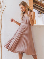 Load image into Gallery viewer, Simplee V-neck holiday pleated print summer dress