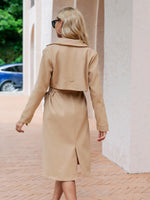 Load image into Gallery viewer, Simplee Elegant v-neck lace up long sleeve button trench coats Office notched pocket sash long coat Female blazer collar outwear