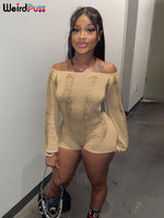 Load image into Gallery viewer, Weird Puss Rip Romper Women See Through Summer Clubwear