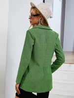 Load image into Gallery viewer, Simplee Houndstooth green pocket office blazer