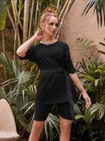 Load image into Gallery viewer, Simplee Casual solid women's two piece suits with belt