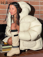 Load image into Gallery viewer, KLALIEN Winter Cotton-Padded Jacket Women Fashion Casual Slim Hooded Zipper Coat Female Streetwear Office Lady Streetwear New