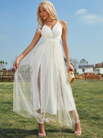 Load image into Gallery viewer, Simplee Mesh backless pink lace women blue party long dress summer Elegant v-neck even maxi dresses