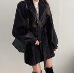 Load image into Gallery viewer, Women Solid Wool Blend Coat Slim Fit Belt Coats