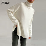 Load image into Gallery viewer, Blessyuki Oversized Cashmere Split Knitted Sweater Women