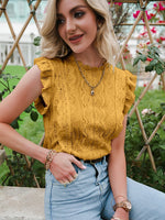 Load image into Gallery viewer, Simplee Elegant white lace stitching sleeveless top Casual Solid O-neck ruffle summer women Tshirt Fashion Office lady short top