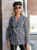 Load image into Gallery viewer, Simplee Houndstooth green pocket office blazer