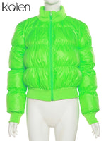 Load image into Gallery viewer, KLALIEN Fashion Casual Slim Zipper Winter Jacket Women Simple Solid Office Lady Warm Thicken Padded Jacket Office Lady Street