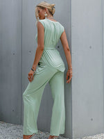 Load image into Gallery viewer, Simplee Casual sleeveless belt women sets summer Chic asymmetric v-neck two piece set women Office lady soft solid elastic sets