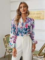 Load image into Gallery viewer, Simplee Elegant lantern sleeve loose print women shirt