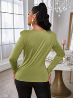 Load image into Gallery viewer, Simplee Long sleeve elegant green t-shirt