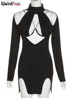 Load image into Gallery viewer, Weird Puss Hollow Wrap Sexy Dress