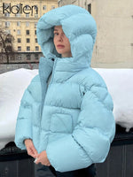 Load image into Gallery viewer, KLALIEN Winter Cotton-Padded Jacket Women Fashion Casual Slim Hooded Zipper Coat Female Streetwear Office Lady Streetwear New