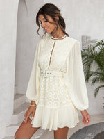 Load image into Gallery viewer, Simplee Elegant lace patchwork chiffon women dress summer