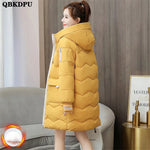 Load image into Gallery viewer, Oversized 4XL Hooded Mid-length Cotton Padded Coat Women Loose Warm Thicken Parka Fluffy Overcoat
