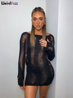 Load image into Gallery viewer, Weird Puss Rip Romper Women See Through Summer Clubwear