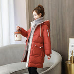 Load image into Gallery viewer, Oversized 4XL Hooded Mid-length Cotton Padded Coat Women Loose Warm Thicken Parka Fluffy Overcoat