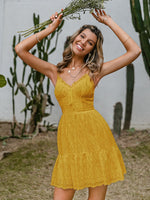 Load image into Gallery viewer, Simplee Spaghetti strap cotton white mini dress