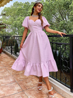 Load image into Gallery viewer, Simplee Puff sleeve sexy corset women party dress Elegant slash neck sweet evening dresses