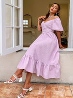 Load image into Gallery viewer, Simplee Puff sleeve sexy corset women party dress Elegant slash neck sweet evening dresses