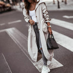 Load image into Gallery viewer, Femme Long Sleeve Solid Wide Waisted Trench Casual Women Streetwear Pockets Outerwear Single Breasted Turn Down Collar Jackets