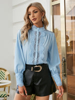Load image into Gallery viewer, Simplee Chiffon elegant lace women sexy shirt
