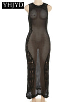 Load image into Gallery viewer, Women Knitted See Through Bodycon Beach Vacation White Long Dress