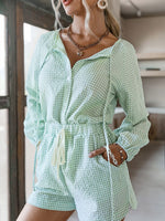 Load image into Gallery viewer, Simplee Casual Green Plaid Two-piece Women Suit Summer