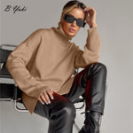 Load image into Gallery viewer, Blessyuki Oversized Cashmere Split Knitted Sweater Women