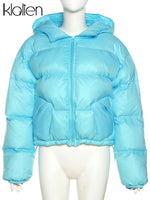 Load image into Gallery viewer, KLALIEN Winter Cotton-Padded Jacket Women Fashion Casual Slim Hooded Zipper Coat Female Streetwear Office Lady Streetwear New