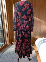 Load image into Gallery viewer, Floral Print Long Sleeve V Neck Casual Chiffon Maxi Dress