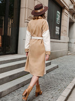 Load image into Gallery viewer, Simplee Office lady camel autumn winter women outwear Warm long sleeve split wool coat High street fashion lace up female coat