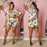 Load image into Gallery viewer, Echoine Casual Print Short Sleeve Shirt Crop Top and Shorts Set