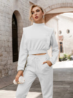Load image into Gallery viewer, Simplee Two piece short women sweatshirt set autumn Elastic lace up turtleneck casual pants