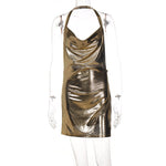 Load image into Gallery viewer, Spring New Fashion Metallic Halter Neck Mini Dress