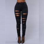 Load image into Gallery viewer, White Hole Ripped Jeans Hight Waist Skinny Bodycon Sexy Trousers Pencil Pants