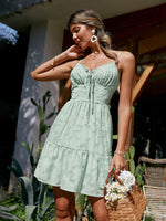 Load image into Gallery viewer, Simplee Spaghetti strap cotton white mini dress