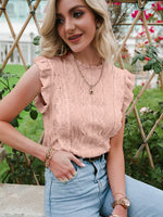 Load image into Gallery viewer, Simplee Elegant white lace stitching sleeveless top Casual Solid O-neck ruffle summer women Tshirt Fashion Office lady short top