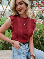 Load image into Gallery viewer, Simplee Elegant white lace stitching sleeveless top Casual Solid O-neck ruffle summer women Tshirt Fashion Office lady short top