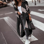 Load image into Gallery viewer, Femme Long Sleeve Solid Wide Waisted Trench Casual Women Streetwear Pockets Outerwear Single Breasted Turn Down Collar Jackets