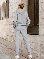 Load image into Gallery viewer, Simplee Casual pocket hooded tracksuit Office elastic soft drop sleeves sweatshirt pant sets Sportwear hoodie two-piece