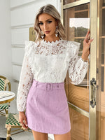Load image into Gallery viewer, Simplee Elegant white lace blouse women