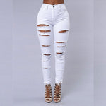 Load image into Gallery viewer, White Hole Ripped Jeans Hight Waist Skinny Bodycon Sexy Trousers Pencil Pants