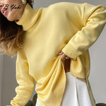 Load image into Gallery viewer, Blessyuki Oversized Cashmere Split Knitted Sweater Women