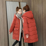 Load image into Gallery viewer, Oversized 4XL Hooded Mid-length Cotton Padded Coat Women Loose Warm Thicken Parka Fluffy Overcoat