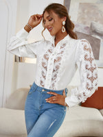 Load image into Gallery viewer, Simplee Elegant puff sleeves white office women shirt