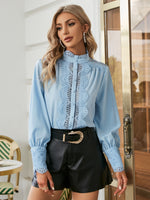 Load image into Gallery viewer, Simplee Chiffon elegant lace women sexy shirt