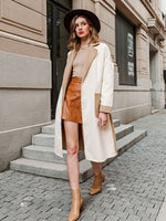 Load image into Gallery viewer, Simplee Office lady camel autumn winter women outwear Warm long sleeve split wool coat High street fashion lace up female coat